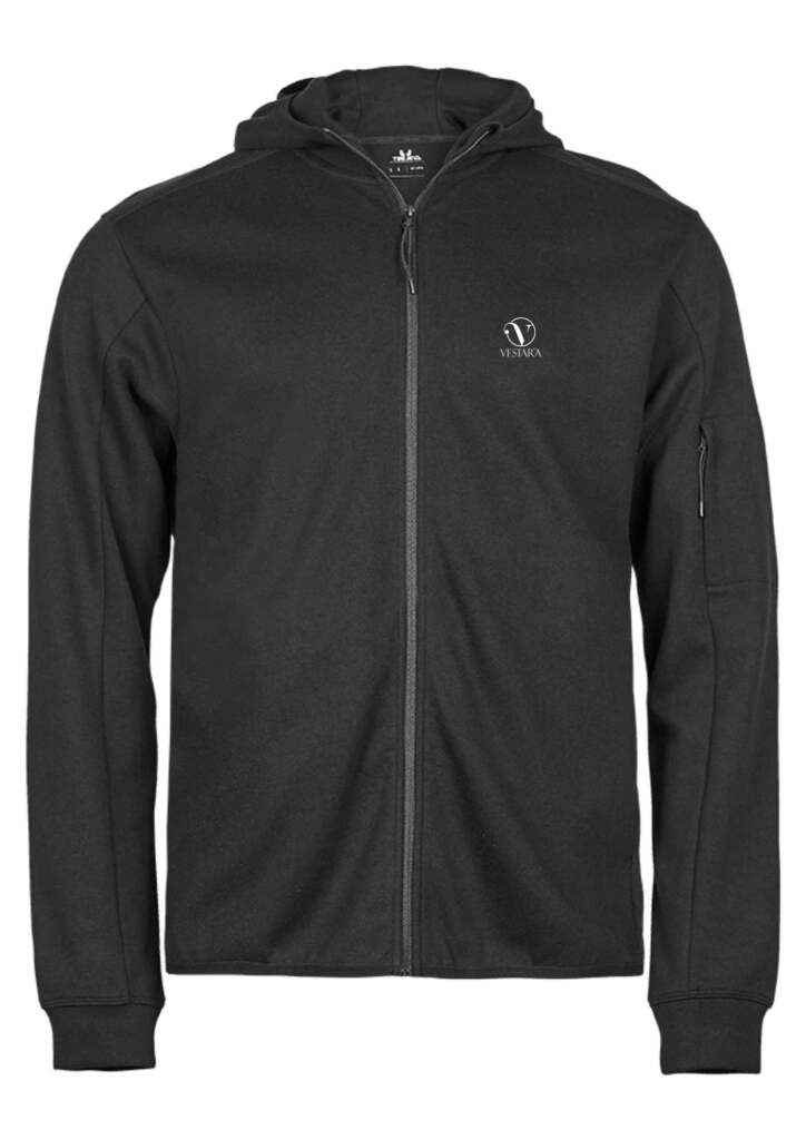 Athletic Hooded Full Zip Sweat-Schwarz-vorne